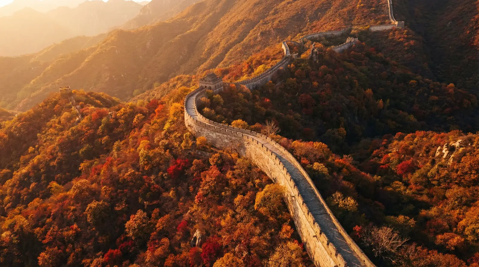 国产小视频 秋日长城航拍全景